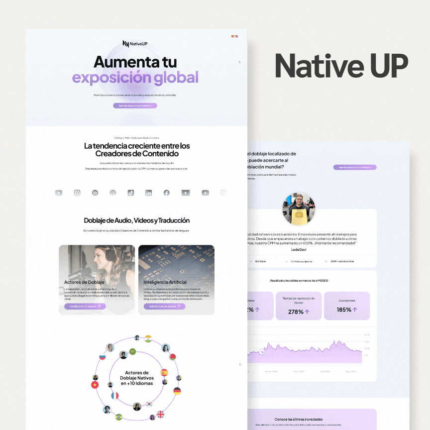 Landing page para Native Up Traducciones Servicios Página web