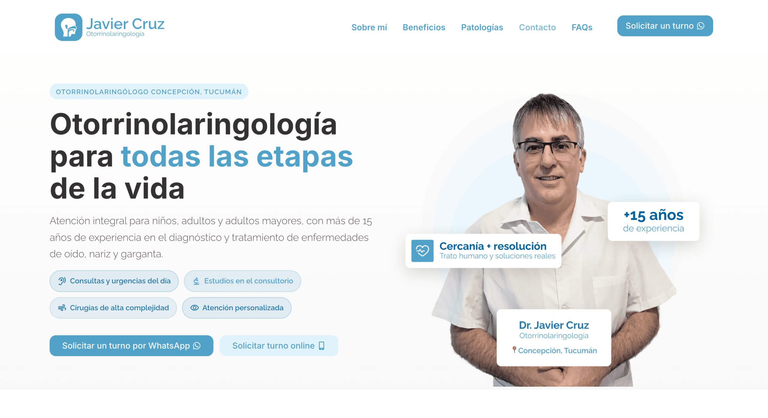 Web Dr. Javier Cruz otorrinolaringólogo Concepción Tucumán — Danila Digital