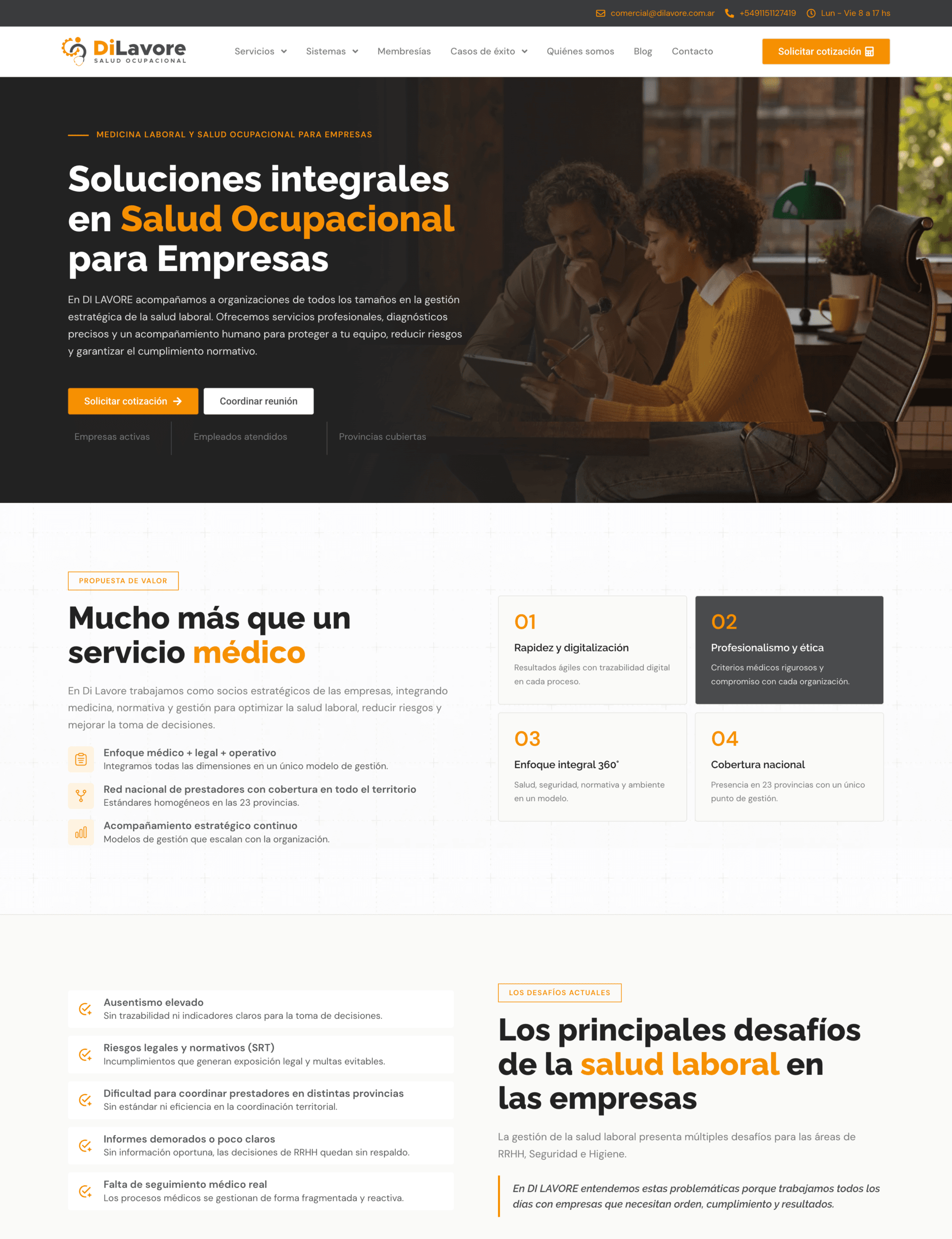 DiLavore rediseño web medicina laboral B2B Argentina
