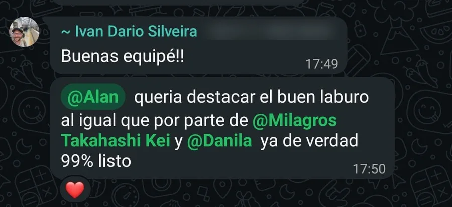 Mensaje de Iván: destacar el buen laburo del equipo